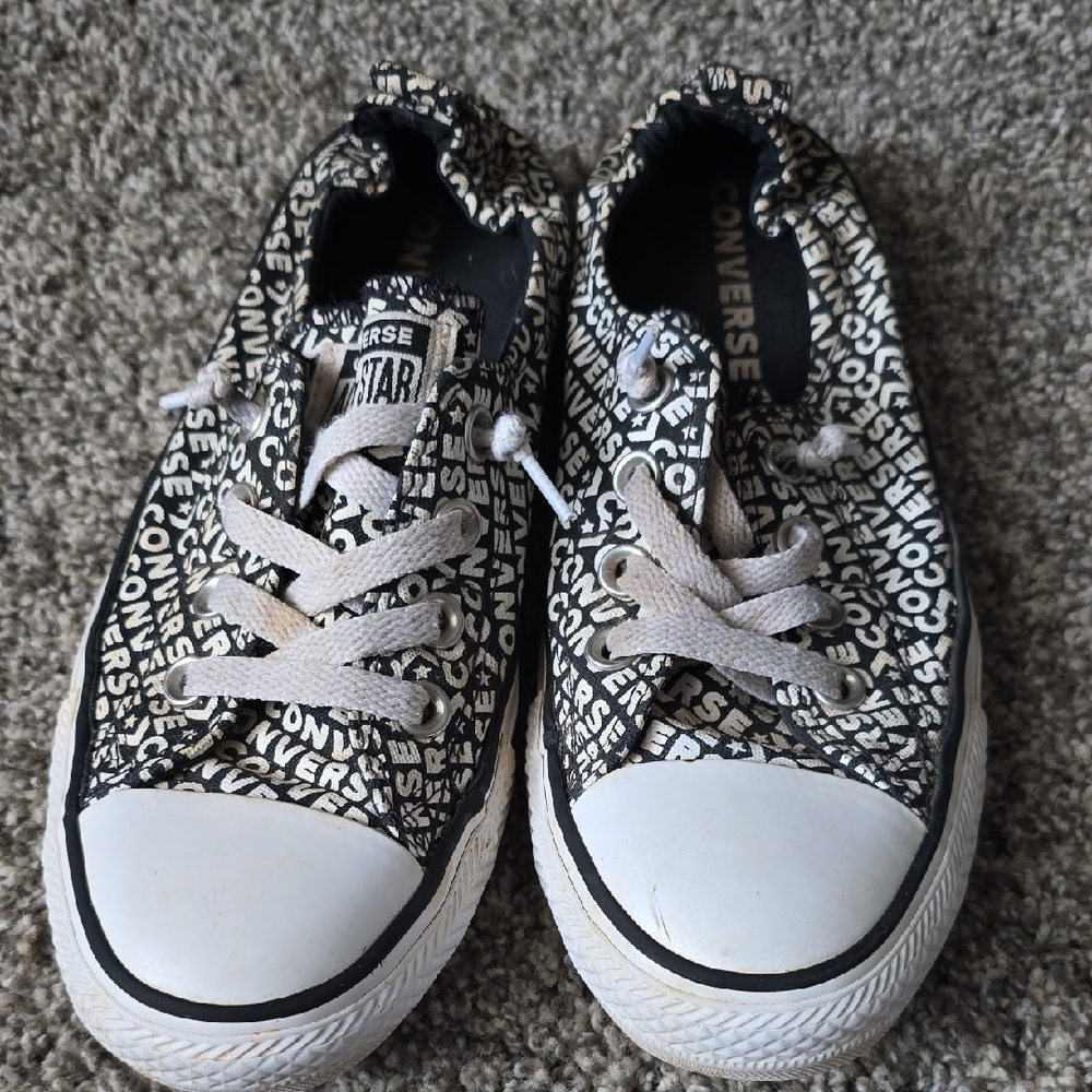Converse Text Print Black and White Sneakers